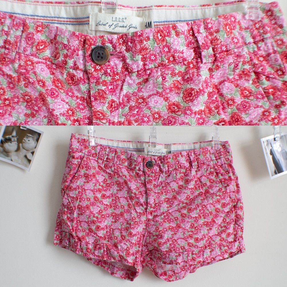 Pink and Red Floral Shorts